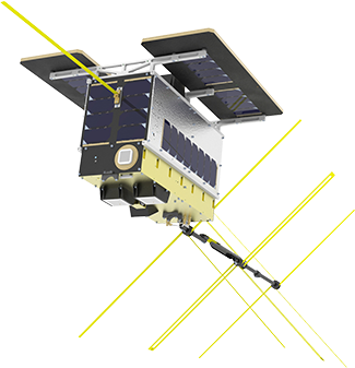 NorSat-2 with VDE antennas deployed. Credit: UTIAS/SFL