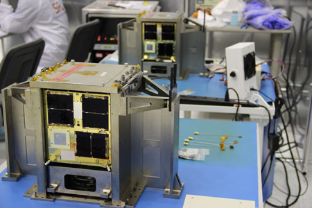 Together, the satellites are known as the BRITE-Constellation, standing for BRIght Target Explorer. (Image: UTIAS – Space Flight Laboratory)