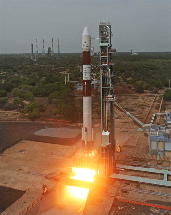 Figure 6: Launch of PSLV C23 from Sriharikota, India, with SPOT-7, CanX-4, CanX-5, AISat, and VELOX-1